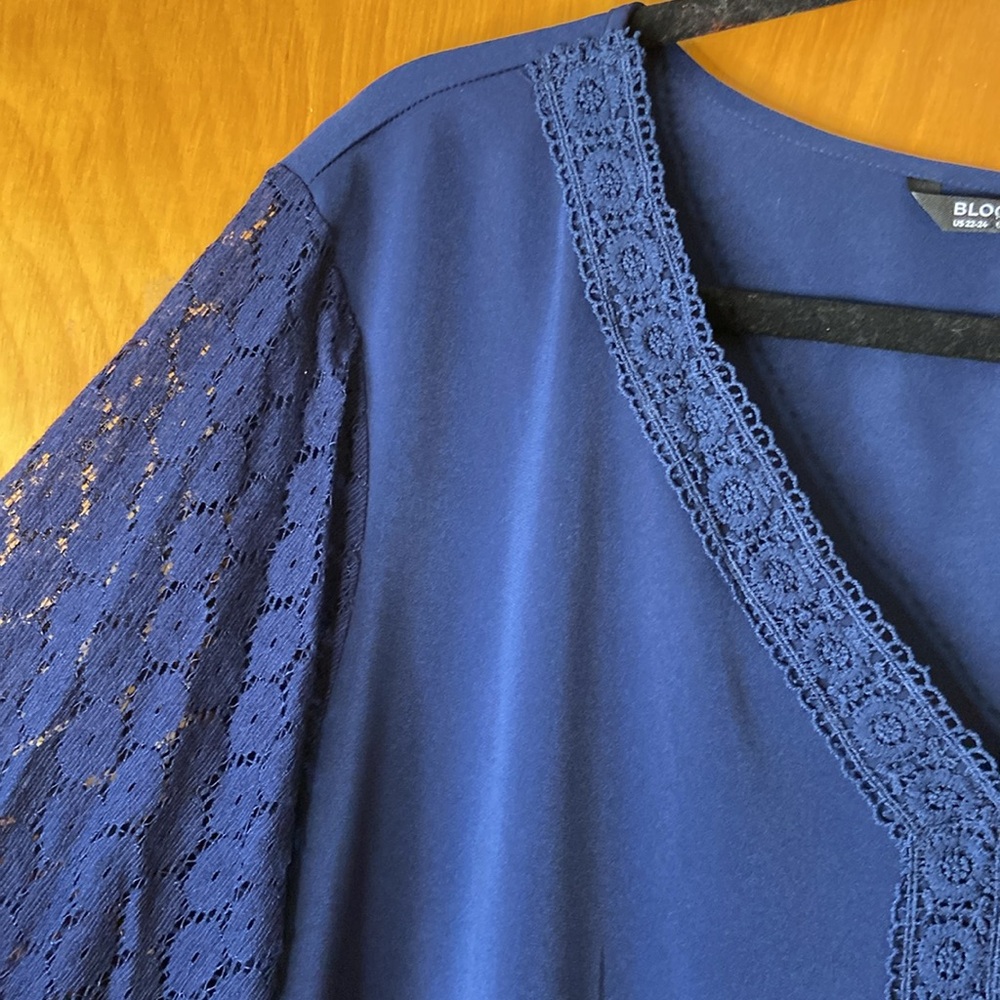 BloomChic Blue Relaxed Ribbed Blouse - Picture 5 of 10